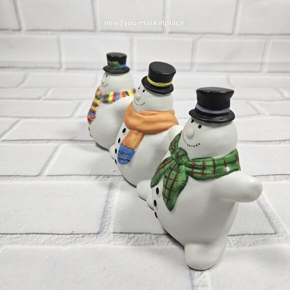 Dept 56 Ceramic Snowmen Figure Figurine  Christmas Holiday Hand Painted Colorful - Picture 9 of 16